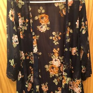 Floral print kimono